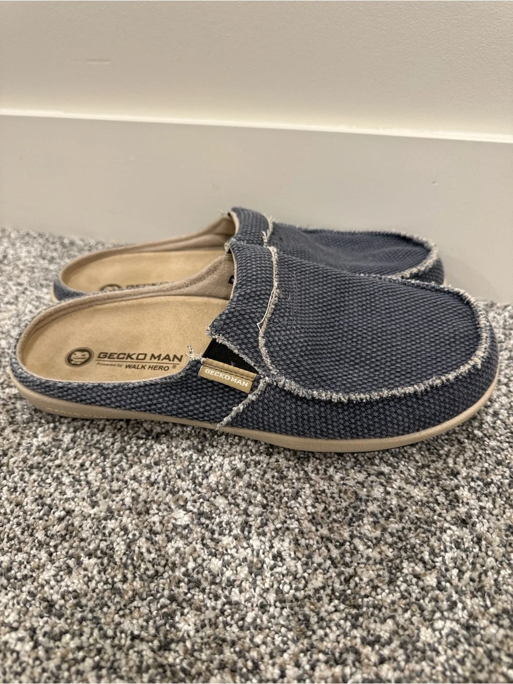 Gecko Man Men’s Size 10.5 Navy Canvas Slip-On Loafers Slippers House Shoes